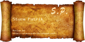 Sturm Patrik névjegykártya